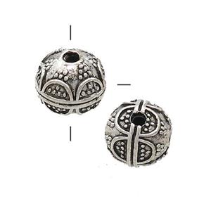 Tibetan Style Zinc Guru Beads Round THole Antique Silver, approx 11.5mm
