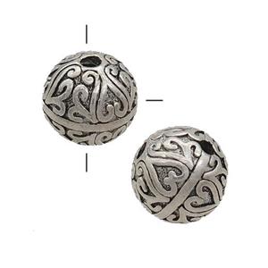Tibetan Style Zinc Guru Beads Round THole Antique Silver, approx 14mm