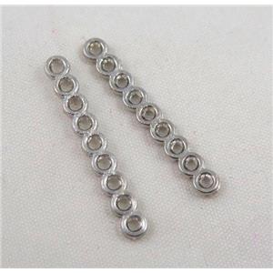 jewelry spacer bead, alloy, platinum plated, approx 50mm length, 15 hole, 1.5mm hole