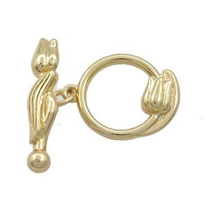 Copper Toggle Clasp Lotus Gold Plated, approx 15-18mm, 24mm
