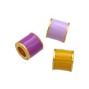 Copper Tube Beads Cloisonne Large Hole 18K Gold Plated Mixed, approx 4mm, 2mm hole