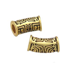 Copper Tube Beads Curved Unfade Large Hole 18K Gold Plated, approx 7-14mm, 4mm hole