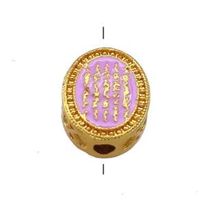 Copper Oval Beads Pink Cloisonne Buddhist 18K Gold Plated, approx 9.5-12mm