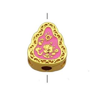 Copper Teardrop Beads Pink Cloisonne 18K Gold Plated, approx 9.5-12mm