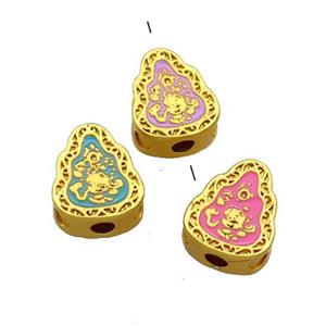 Copper Teardrop Beads Cloisonne 18K Gold Plated Mixed, approx 9.5-12mm