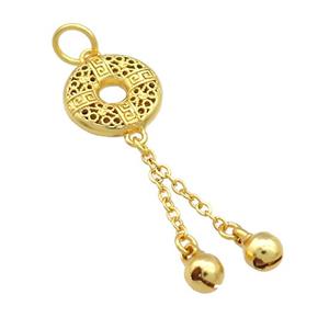 Copper Donut Pendant Bell Unfade 18K Gold Plated, approx 14mm, 5mm