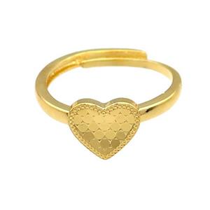 Copper Heart Rings Unfade Adjustable 18K Gold Plated, approx 9.5mm, 18mm dia