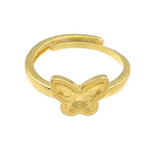 Copper Butterfly Rings Unfade Adjustable 18K Gold Plated, approx 8-10.5mm, 18mm dia