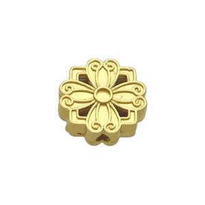 Copper Flower Beads Gold Plated, approx 10mm