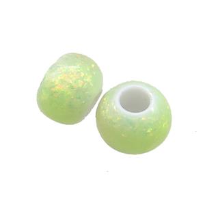 White Resin Rondelle Beads Pave Olive Fire Opal Large Hole Smooth, approx 10.5-11mm, 4mm hole