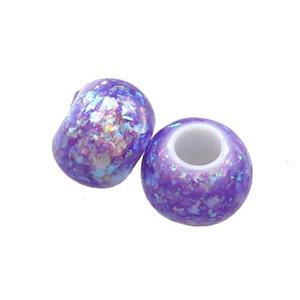 White Resin Rondelle Beads Pave Purple Fire Opal Large Hole Smooth, approx 10.5-11mm, 4mm hole