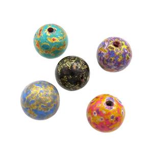 Wood Beads Painted Smooth Round Mixed Color, approx 11mm dia