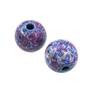 Wood Beads Purple Blue Painted Smooth Round, approx 10-11mm dia