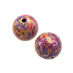Wood Beads Purple Multicolor Smooth Round, approx 10-11mm dia