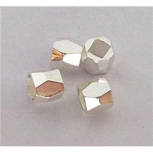 spacer copper bead, silver plated, approx 3x3mm