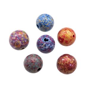 Wood Beads Painted Smooth Round Mixed Color, approx 10-11mm dia