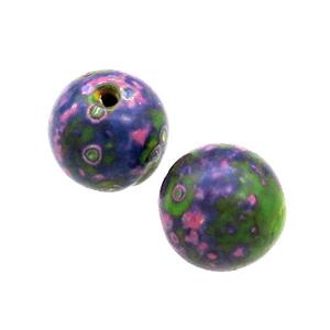 Wood Beads Multicolor Painted Smooth Round, approx 12-13mm dia