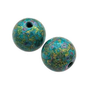 Wood Beads Teal Painted Smooth Round, approx 12-13mm dia