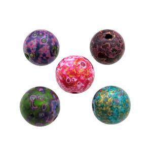 Wood Beads Painted Smooth Round Mixed Color, approx 12-13mm dia