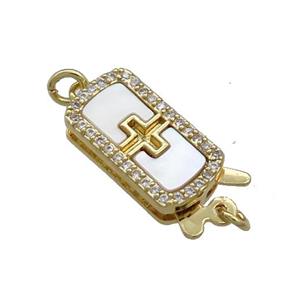 Copper Slide Clasp Pave Shell Zircon 18K Gold Plated, approx 8-20mm