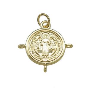 Copper Jesus Pendant Religious Medal Charms Circle Gold Plated, approx 16mm