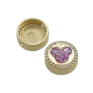 Copper Button Beads Pave Fuchsia Fire Opal 18K Gold Plated, approx 12mm