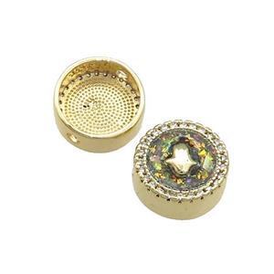 Copper Button Beads Pave Fire Opal Hand 18K Gold Plated, approx 12mm