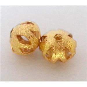 colorfast copper pumpkin Corrugated Beads, gold plated, approx 10x12mm
