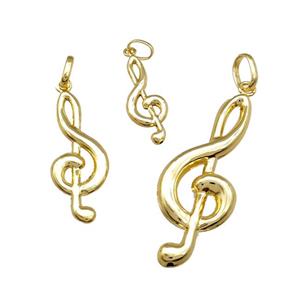 Copper Pendant Musical Note Symbols 18K Gold Plated, approx 15-40mm