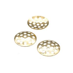 Iron Brooch Base Pad Cabochon Bezel Tray Setting Sieve Gold Plated, approx 12mm