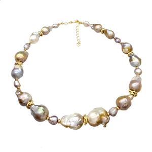Baroque Style Pearl Necklace Multicolor, approx 15-20mm, 40-45cm length