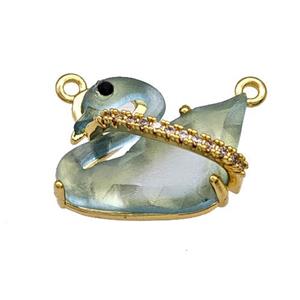 Copper Swan Pendant Pave Acrylic Zirconia 2loops Gold Plated, approx 12-16mm
