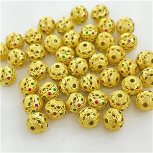 Copper Round Beads Hollow Gold Plated, approx 10mm