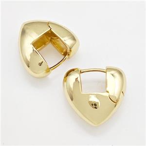 Copper Latchback Earrings Hollow Heart Gold Plated, approx 18mm
