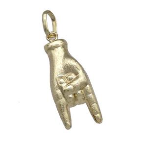 Copper Hand Sign Pendant Brushed Gold Plated, approx 16-37mm