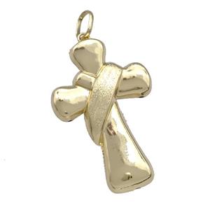 Copper Cross Pendant Brushed Gold Plated, approx 38-60mm