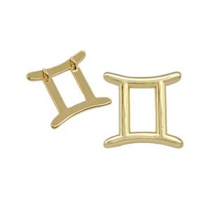 Copper Pendant Zodiac Signs Gemini Gold Plated, approx 14mm