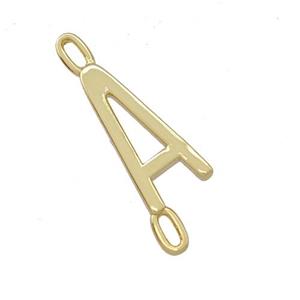 Copper Connector Letter-A Gold Plated, approx 7-15mm