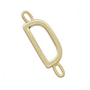 Copper Connector Letter-D Gold Plated, approx 7-15mm