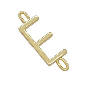 Copper Connector Letter-E Gold Plated, approx 7-15mm