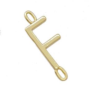 Copper Connector Letter-F Gold Plated, approx 7-15mm