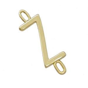 Copper Connector Letter-Z Gold Plated, approx 7-15mm