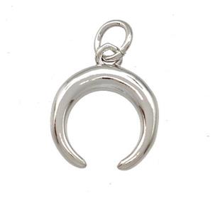 Copper Crescent Pendant Platinum Plated, approx 12mm