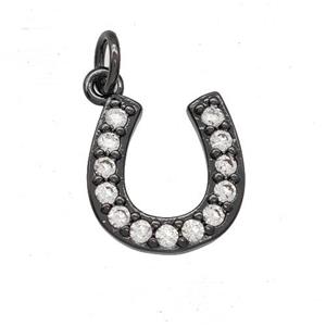 Copper Horseshoes Pendant Pave Zirconia Black Plated, approx 12-13mm