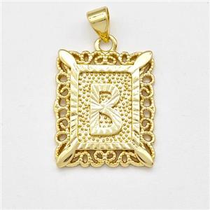 Copper Letter-B Pendant Frame Gold Plated, approx 18-21mm