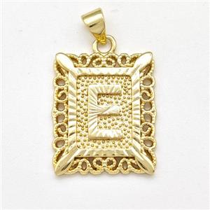 Copper Letter-E Pendant Frame Gold Plated, approx 18-21mm
