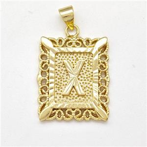 Copper Letter-X Pendant Frame Gold Plated, approx 18-21mm