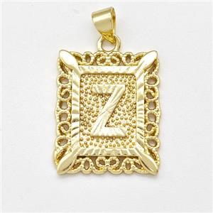 Copper Letter-Z Pendant Frame Gold Plated, approx 18-21mm