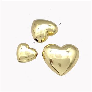 Copper Heart Beads Hollow Gold Plated, approx 15mm