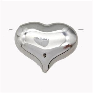 Copper Heart Beads Hollow Platinum Plated, approx 30mm